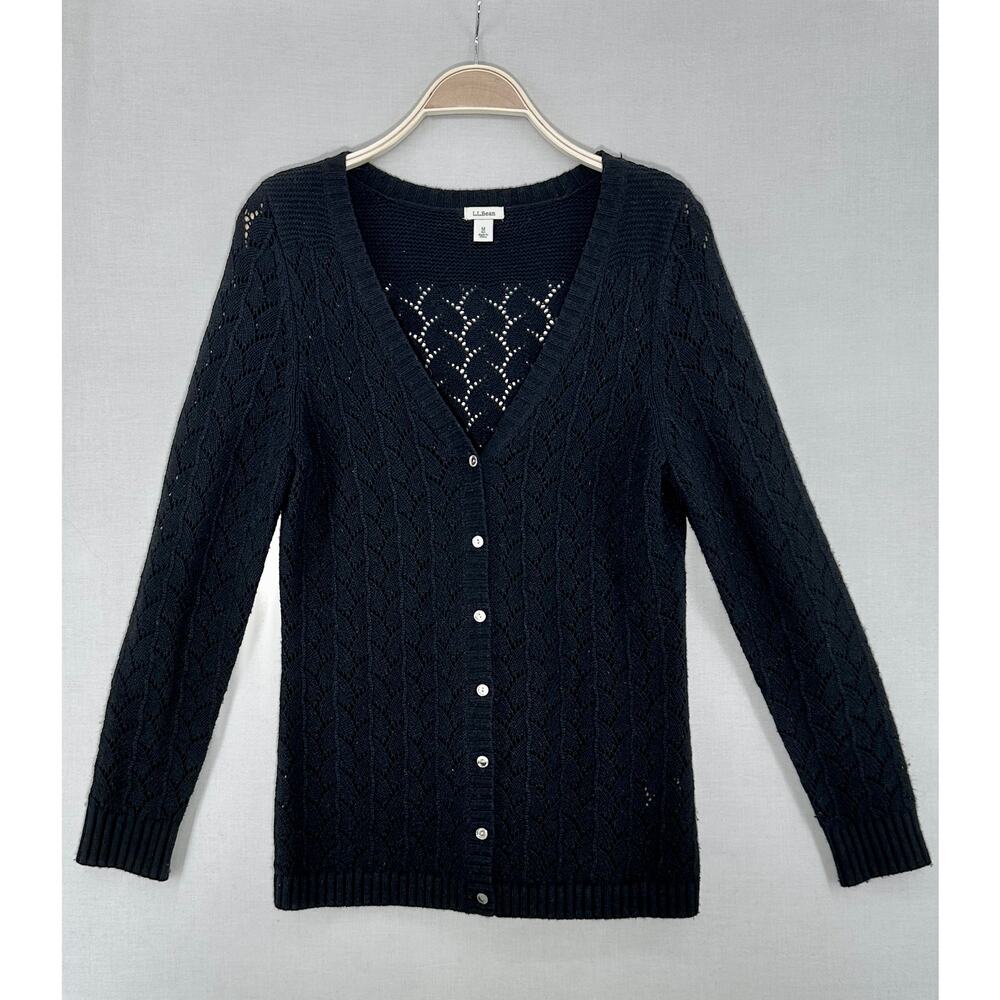 Minimalist Open Knit Button Cardigan Medium
